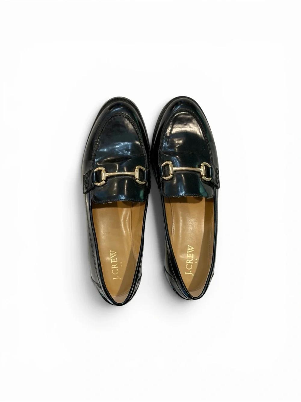 J. Crew Black Patent Leather Horsebit Loafers